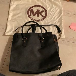 Michael Kors black leather tote bag